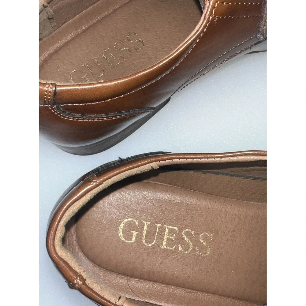 Guess GMSULAI-R Men's 8.5 Cognac Cap Toe Oxford Dress Shoes Brown Lace Up Excell
